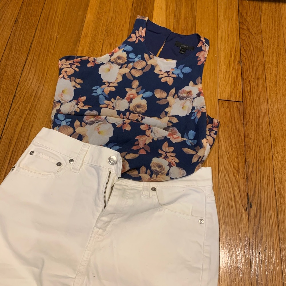 Jcrew silk racer back top in antique floral